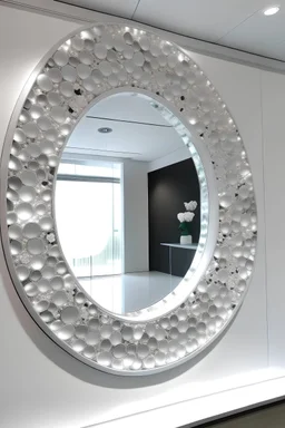 Large neural white big oversized mirror with white big brilliants