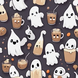 Cute cartoon ghosts with Choccy Milk