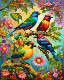 Patchwork by Meghan Duncanson and Jennifer Lommers and Didier Lourenço.kevin Sloan. Modifiers: oil on canvas 4k Michelangelo Enki Bilal Fairytale Disny Paradise birds Patchworks caterpillar Sun flouwer Silk collars oil on canvas