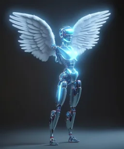 Angel robot, dynamic lighting, hyper realistic