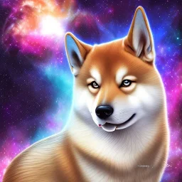 third eye ascension shiba inu doge with heaven glowing aura Q anon galaxy