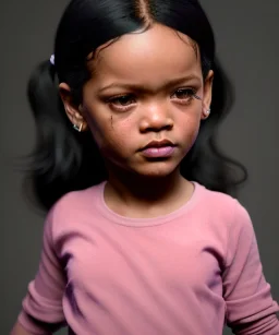 Rihanna toddler, full body, soft skin, dramatic lighting, hyper realistic