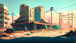 Create a GTA 5 type illustration with an abandoned city