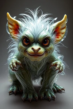 glorious transparent transcendent cute hairy gremlin orc dog built as bubble wrap art
