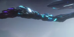 Starship going through Slipspace Portal