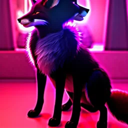 a fox fursona, darker colors, master quality, backlighting, soft lights, full body portrait, in frame, 8k, perfectly drawn face, well drawn, realistic, humanoid, furry, cyberpunk, digitigrade legs, fur, female