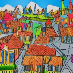 animated village place designed by picasso and dr seuss