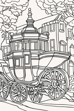 coloring page for kids, CARRIAGE, thick outline, low details, no shading, no color