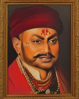 portrait of an Indian kingin van gouge style, detailed, oil painintg