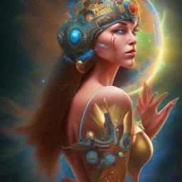 a beautiful painting of a hyper woman on earth cosmic style fantasy art.