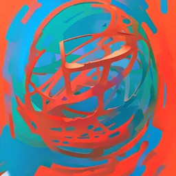 be the most quirky 2d abstract painter, and be minimal, simple element without background, inspired in ancient pre-colombine apparatus, tritone, thin acrylic and penball , forming a 2d abstract painting. Very thick oil on top