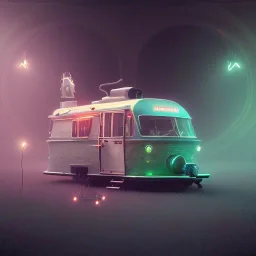 Caravan, ultra realistic, intricate details, ultra highly detailed, shiny, smooth, studio quality, octane render, Surrealism, Triadic colour scheme,glow-stick, ambient lighting,nightclub lighting, polaroid, 100mm, --ar 1:1 --v4