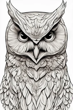 outline art for owl coloring pages, white background, Sketch style, only use outline, Mandala style, clean line art, white background, no shadows, and clear and well outlined