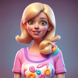 candy girl teenager, stylized 3d. pixar, blonde