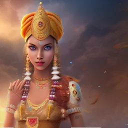 Virtual reality indian girl in fantesy world
