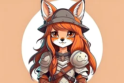 Cute girl with in armor with fox ears