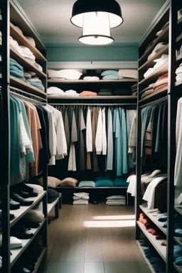 tonnel wardrobe with countless clothes