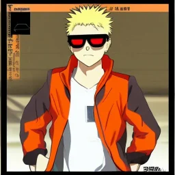 a man with blonde hair wearing sunglasses and an orange jacket, a character portrait by Miyazaki, featured on pixiv, rayonism, toonami, official art, anime