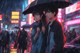 Wednesday in 8k anime cgi drawing style, Adam family them, , neon effect, close picture, rain, highly detailed, high details, detailed portrait, masterpiece,ultra detailed, ultra quality