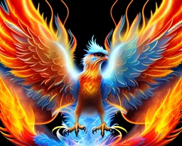 highly detailed illustration of a phoenix, phoenix bird wallpaper, one icy wing and one flaming wing, fire and ice phoenix, soft and smooth glowing wings, lightning wings, ethereal fantasy, macro lens, studio lighting, soft smooth blurred mist background, intricately detailed, intricately beautiful patterns on wings and bosom, smooth glowing shiny feathers, sharp focus, trending on artstation, unreal engine, 8k