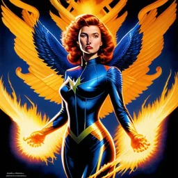 dark blue phoenix, detailed