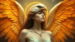celestial woman with bird head angel wings