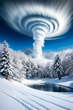 a snow covered tree sitting on top of a snow covered slope, detailed swirling water tornado, national geographic footage, inspired by Sim Sa-jeong, by Huang Tingjian, still from a 2015 pixar movie, infrared camera, by Keith Parkinson, trees