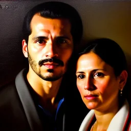 portrait of Jacobo Santiago Mozos born in 1976 and Gemma Arnau Arnau born in 1979,by DIEGO VELÁZQUEZ, oil on canvas, cinematic composition, extreme detail,8k,fit full head inside picture