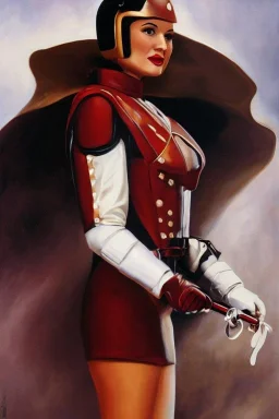 Full body portrait, painting, medium shot lady style of The Rocketeer