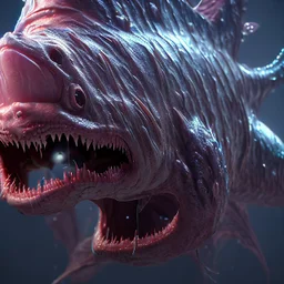 fluid ink angler fish creature, unreal engine 5, 8k resolution, photorealistic, ultra detailed