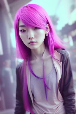 asian cool stylish, HoYeon Jung lookalike, with piercings,rainbow hair, androgynous look, epic colour treatment, cinematic colour treatment, meticulously intricate perfectly symmetrical extremely detailed, pixiv daily ranking, pixiv, extreme depth of field, artstation, spectacular details, volumetric lighting, masterpiece, cinematic, Hollywood production, 8k resolution, high definition, max octane render, vivid colors, max resolution, max perfectionism, realistic composition, professional pho