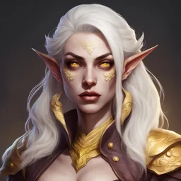 generate a dungeons and dragons character portrait of a female serpent person rouge thief who has scales on her pale skin, a serpent tongue and yellow eyes