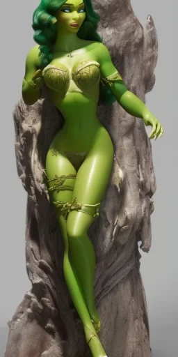 Green skin Martain Pin-Up Lady by Frank Frazetta, full body and face can be seen, detailed face, detailed body