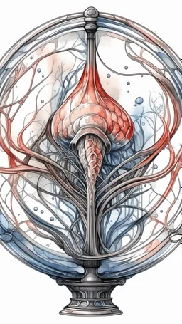 Create a fish in side a crystal ball with a smear . watercolor drawing fine line draw