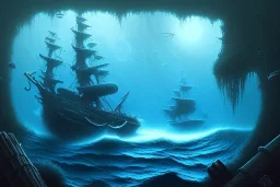 deep sea forest landscape shipwreck