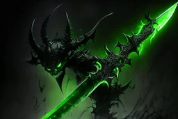 espada demoniaca negra y verde sumamente poderosa
