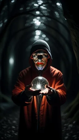 portrait of prisoner in tunnel holding a crystal ball with a tree inside , shot on Hasselblad h6d-400c, zeiss prime lens, bokeh like f/0.8, tilt-shift lens 8k, high detail, smooth render, down-light, unreal engine, prize winning