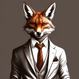 Illustrative sketch of a image of an humanoid fox, suit and tie, arte lineal ultra quality, 8k