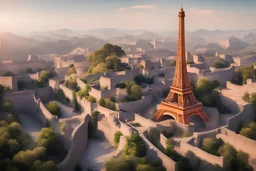 A thumbnail image for YouTube of the Eiffel Tower ، the Great Wall of China, interesting and cheerful colors