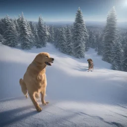 golden retriever skiing in the Carmel mountains