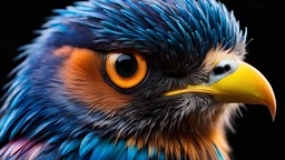 a colorful bird with glowing eyes on a transparent background, Miki Asai Macro photography, close-up, hyper detailed, trending on artstation, sharp focus, studio photo, intricate details, highly detailed, by greg rutkowski