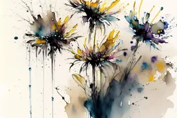 flowers in the style of Agnes cecile,frank Auerbach watercolor, wet on wet and splattering techniques, centered, perfect composition, abstraction, surrealism