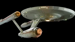 a screen capture from a star trek movie of a battle-damaged starship enterprise IN the year 2380 IS IN A BATTLE with monster ufos sci-fi meticulous, highly-polished, photorealistic, studio production, intricately detailed, GALACTIC, directed by gene Roddenberry,