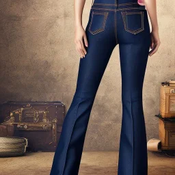 Poster of woman wearing Lee bootcut flex motion jeans, back pockets