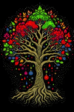 the tree of life for a t shirt Design with lots of colors