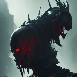 evil king in black metal armor, angry, emperious, 8k resolution concept art portrait by Greg Rutkowski, cyberpunk 2077