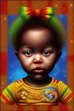 african baby in space, ghana colours, high detail