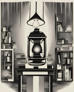 An illustration of a lamp at a distance surrounded by darkness.
