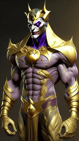The Joker has muscles and wears a golden Pharaonic suit