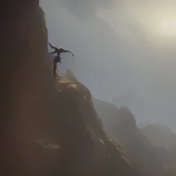 man going off a cliff